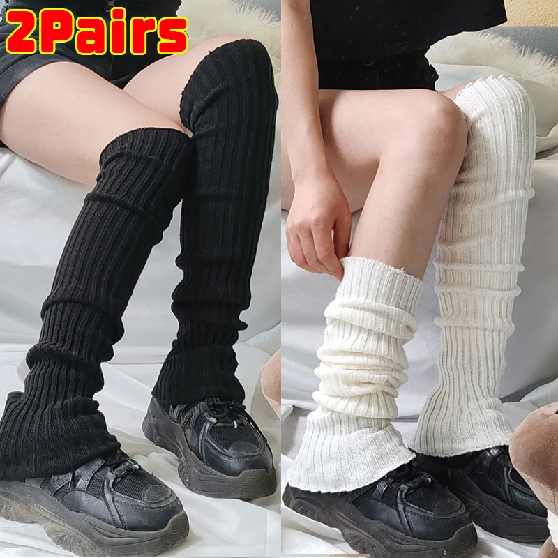 

40/50/70cm Lolita Long Socks Leg Warmers Women Lengthened Autumn Winter Over Knee Boot Cuffs Girl Knitted Over-the-calf Socks
