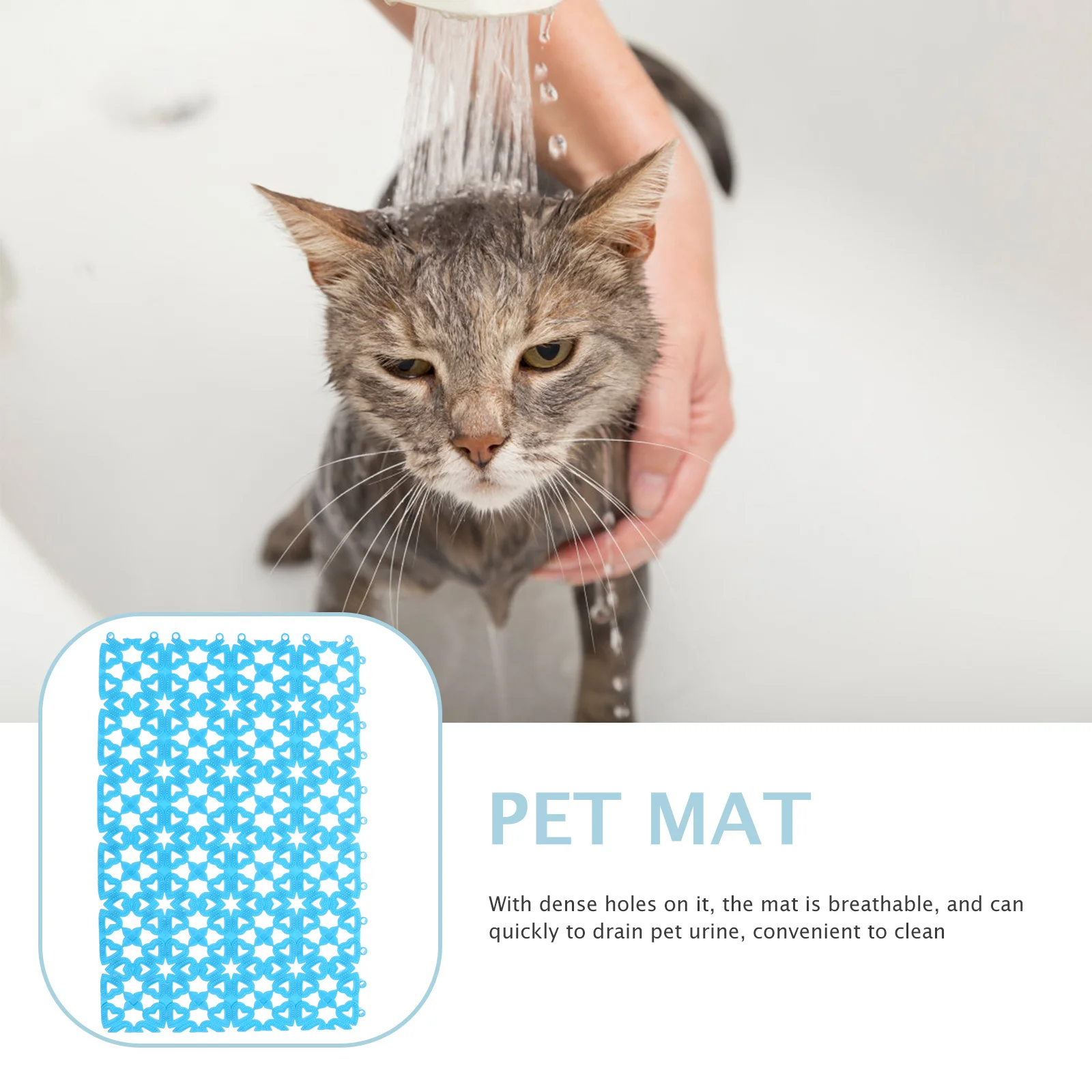 

4Pcs Non-Slip Pet Cage Pad Heavy-Duty Splicing Floor Mat Waterproof Easy-Clean Plastic Ground Mat for Small Animals Home