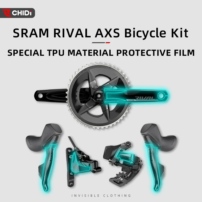 

For SRAM RIVAL AXS Groupset - Protective Film, Road/Mountain Bike Crankset Chainring Sticker, Bicycle Accessories