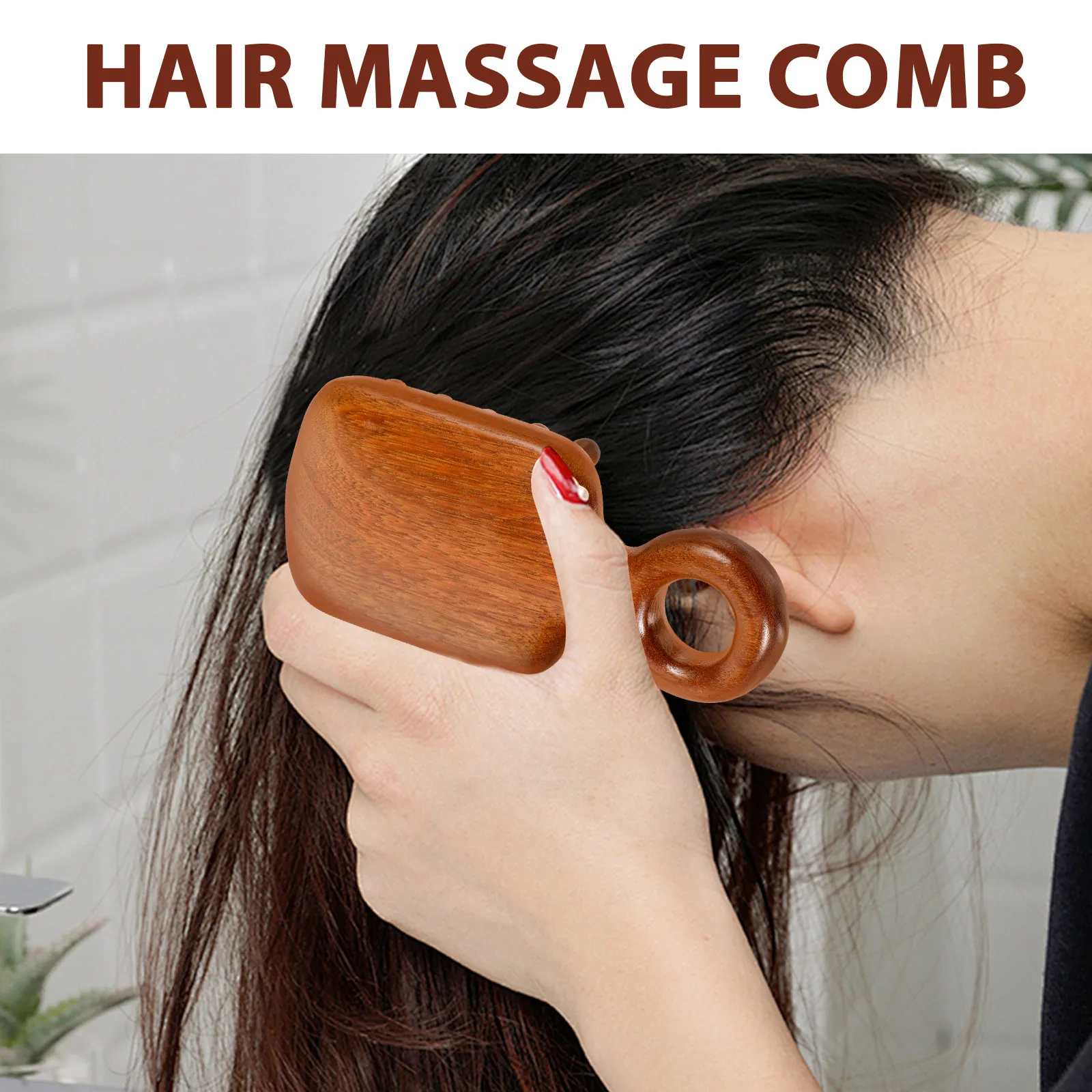 Sandalwood Wide Tooth Comb Ergonomic Head Massage Tool Portable Wooden Scalp Hair Detangling Comb for Curly