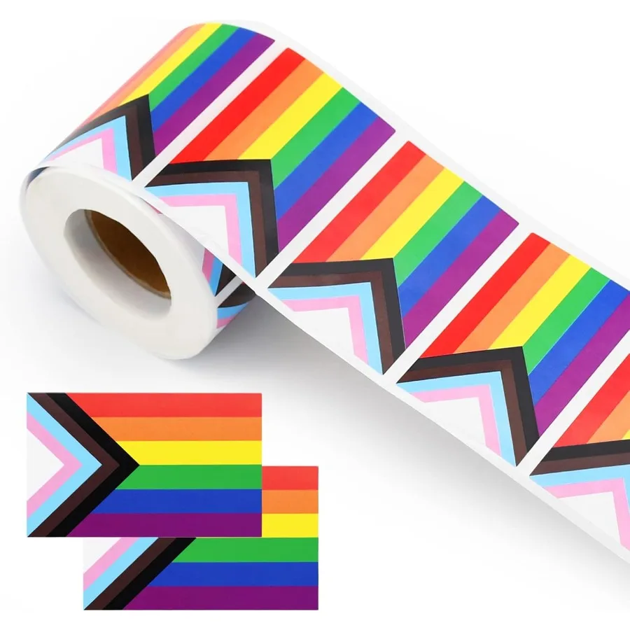 

300 Rainbow Pride Stirs 2 x 1,2 дюйма Прямоугольный самоклеящийся рулон для украшений LGBTQ Поддержка месяца гордости