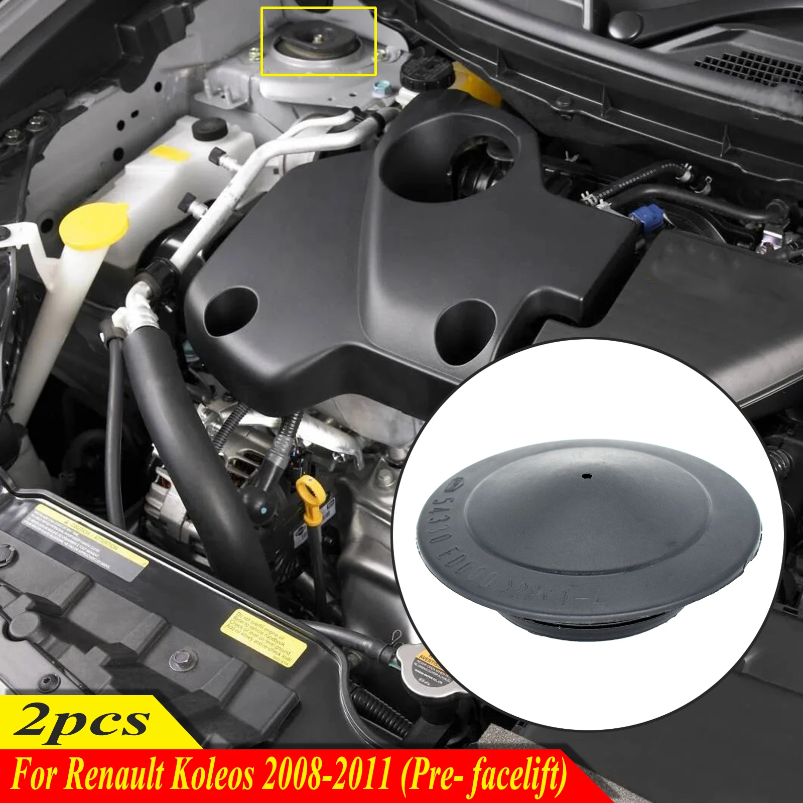 2pcs For Renault Koleos HY 2008 - 2011 Front Suspension Strut Mount Cover 54330ED000 Car Waterproof Dustproof Shock Absorber Cap