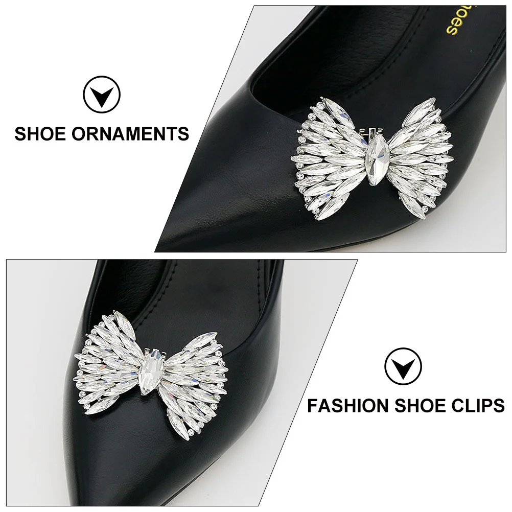 

1 Pair Detachable Bowknots Silver Fashion Shoe Clips Bowknot Adornments Shoe Decor Accessories Wedding Party Decoration