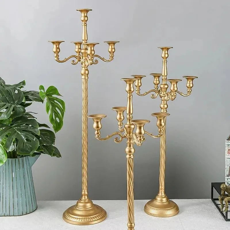 

European Romantic Wedding Dining Table Candle Holder gold Detachable 5-Candle Cup Ornament