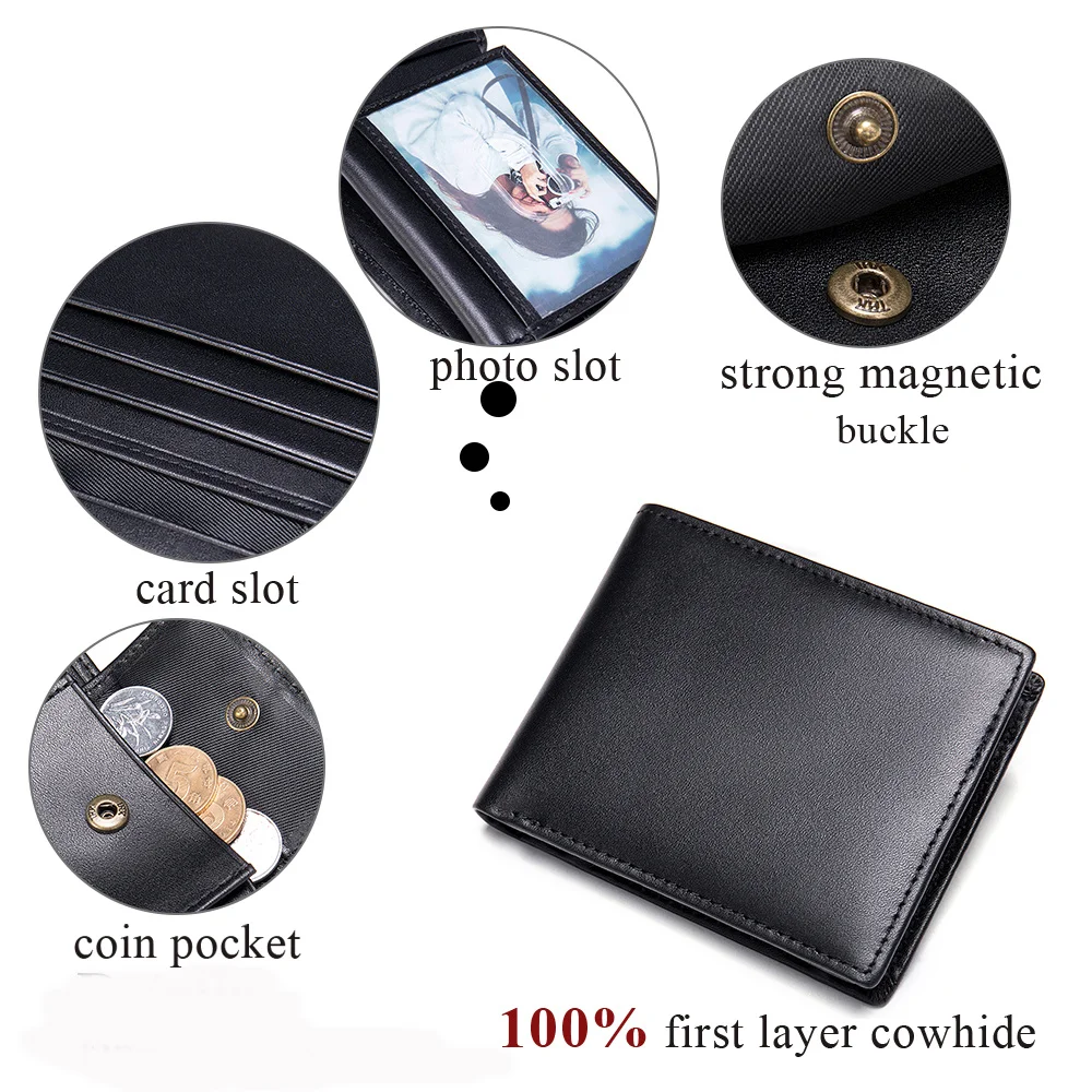 men's genuine leather wallet purse for men engrave desinger card holder men's money bag short coin purse RFID wallet 7328