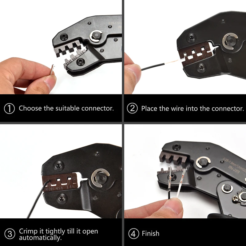 SN-28B Dupont Crimping Plier 0.25-1mm²/23-17AWG 310/620/1550PCS 2.54mm Dupont WireTerminals Clamp Kit Connectors Hand Tools Set