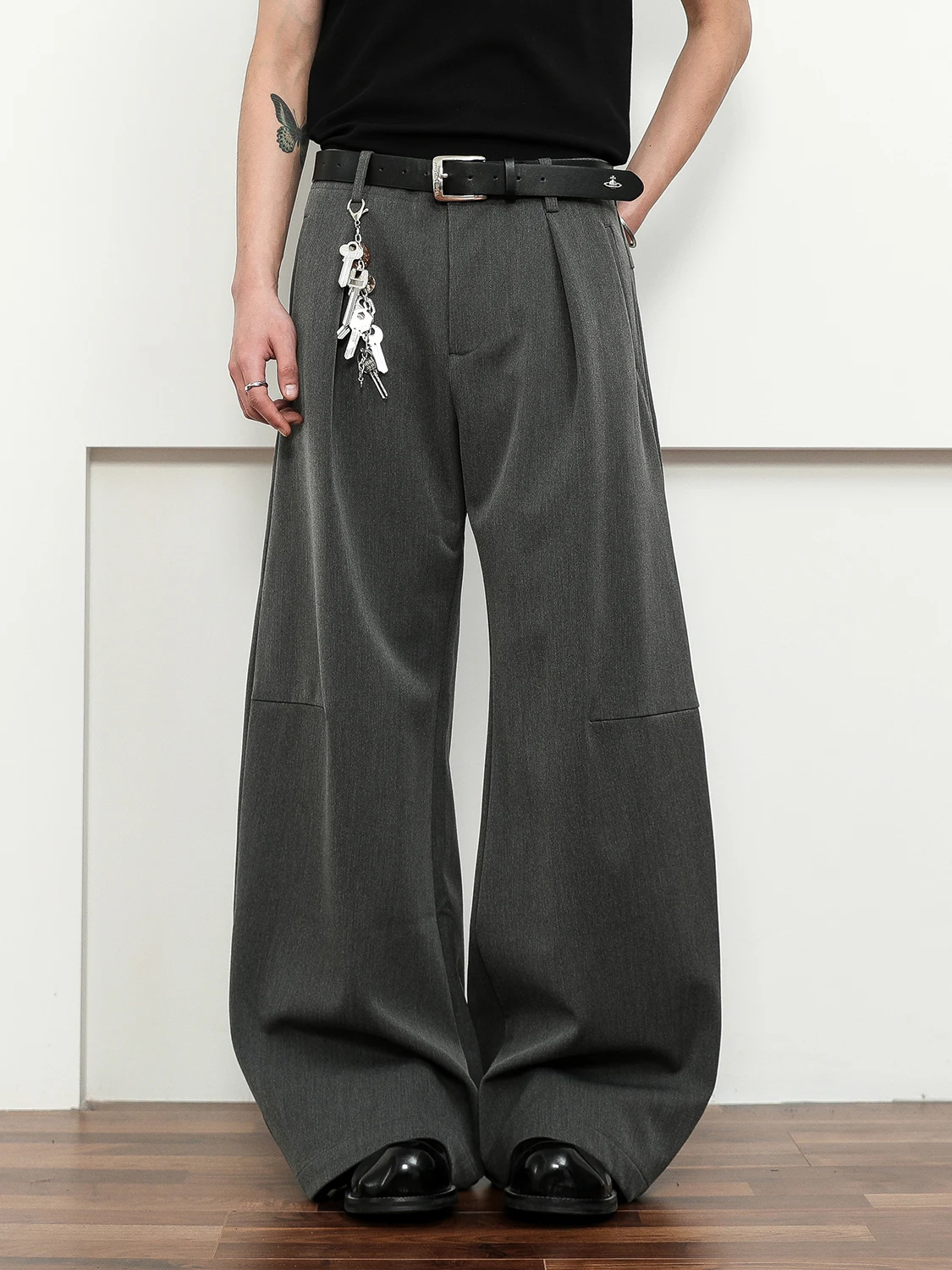 

American Sle Casual High Waist Curtained Knife Leisure West Pants Men Women Students Drapey Silhouette Vintage Long Trousers