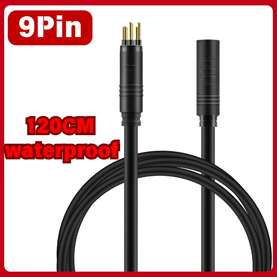 9 PIN EBIKE Wheel Hub Motor Cable, E-BIKE Extension Wire with Waterproof Port, 60cm/120cm, Golden and SM Plug Optional - Detail Angle #02