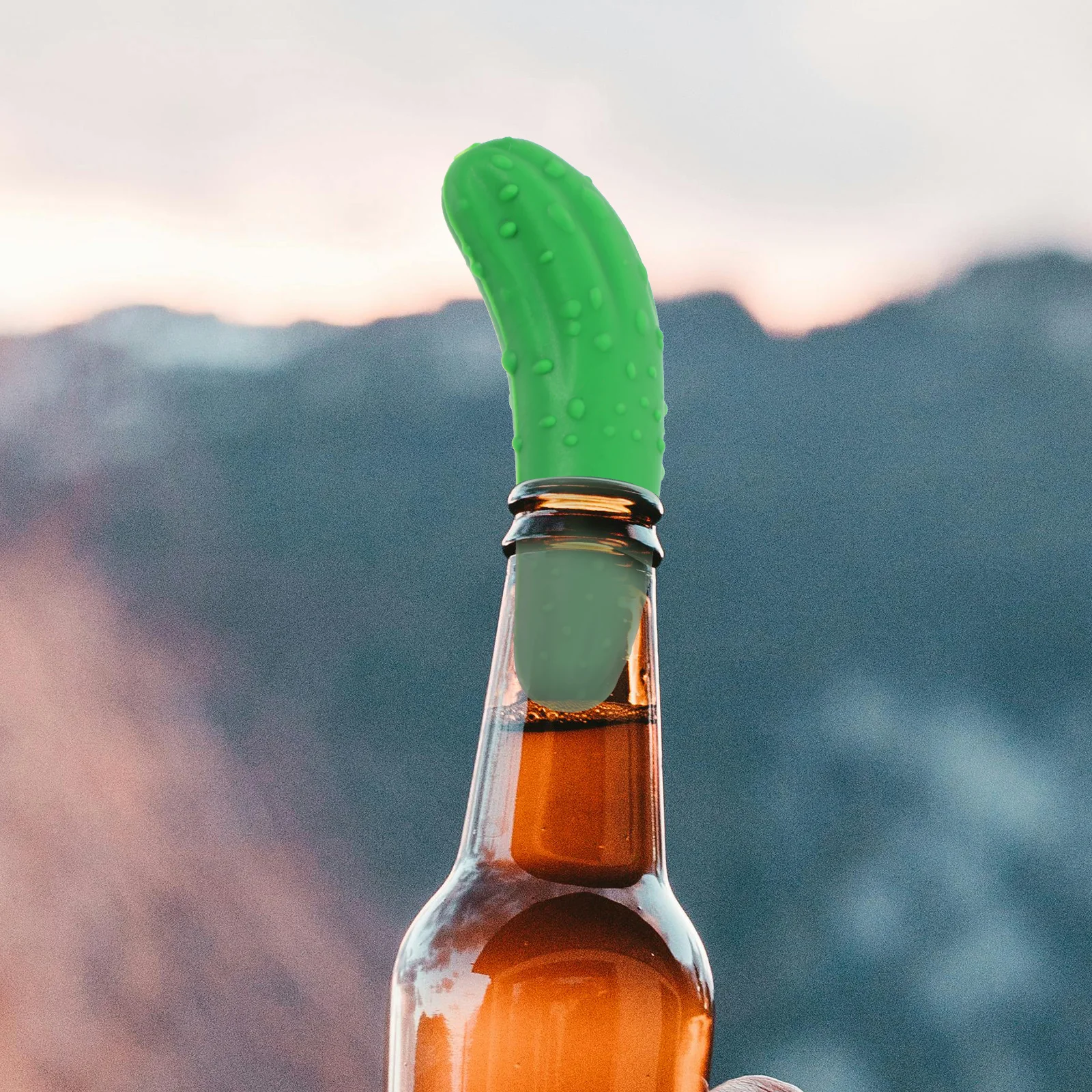 

2pcs Silicone Bottle Stoppers Corks Cute Cucumber Leak Proof Eco Friendly Food Grade Reusable Fits Standard Bottles