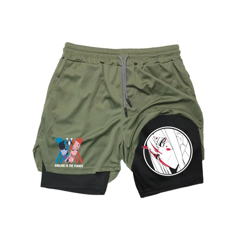 صفر اثنين طباعة 2 في 1 تشغيل تجريب السراويل الرجال الصالة الرياضية أداء ضغط السراويل مع جيب للهاتف منشفة رياضية أكتيفيوير