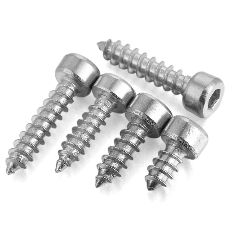 20/55pcs M2 M2.6 M3 M4 M5 M6 Hexagon Hex Socket Cap Head Self Tapping Screw Stainless Steel Allen Tapping Screw for Speaker