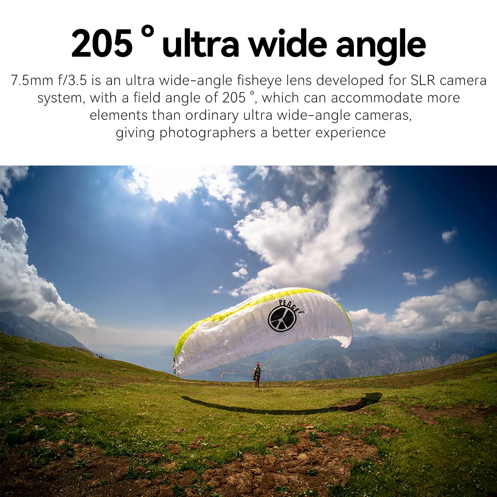 7artisans 7.5mm F3.5 Fisheye Lens Manual Focus APS-C 205°Ultra Wide-Angle Camera Lens For Canon EF Nikon F D750 D90 DSLR Cameras