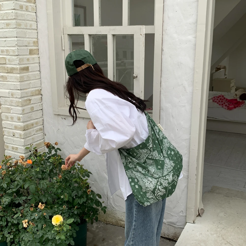 

een Paisley Cotton Bag Casual Eco-friendly Handbag Sung Hui Kong Xiao Zhen Korean Sle oulder Bag for Daily Use
