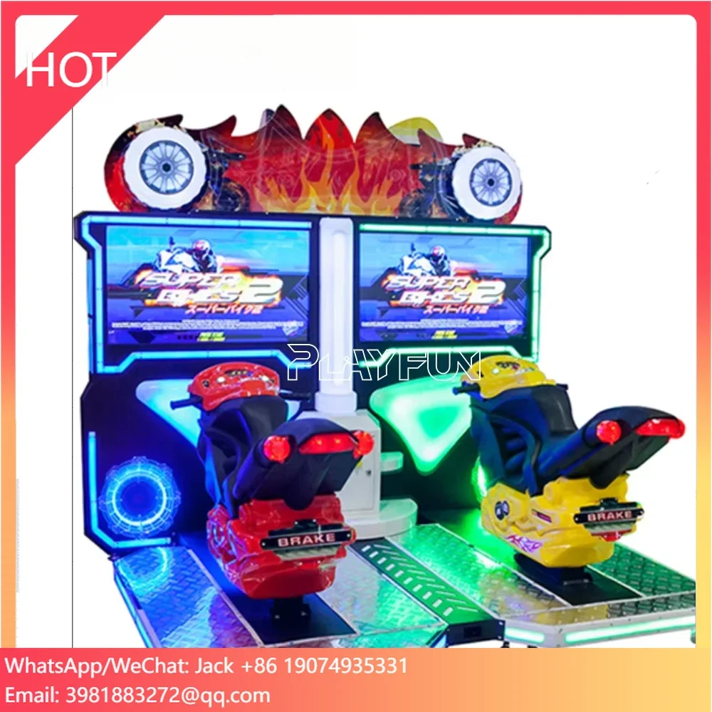 

Playfun Good Quality Arcade Racing Moto Simulator Indoor Coin Operated Motorcycle Game Machine