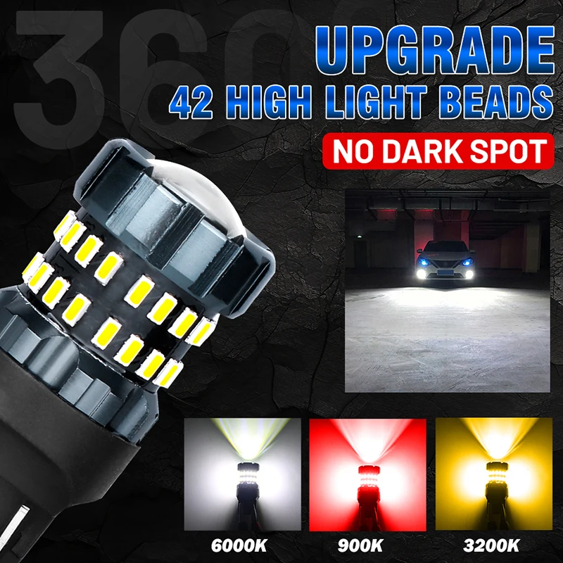 Dualvision 3157 3156 LED 7443 7440 Taillight Backup Reverse Lamps DRL Brake 2PCS Turn Signal Lamps P27W W21W T20 T25 P27/7W 12V