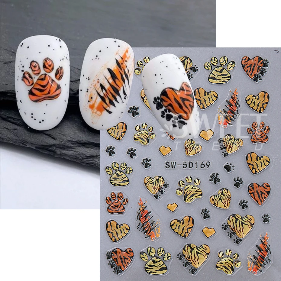 Autocollants pour ongles de noël en relief 5D, or brillant, arbre de noël, décalcomanies pour Nail Art, flocons de neige mignons, étoile léopard, décorations de manucure