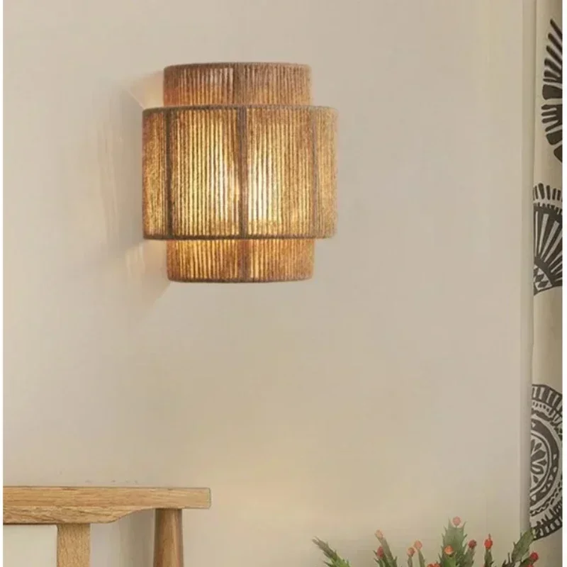 1/2PCS Modern Wall Lamps Hemp Rope Wall Light or Bedroom Bedside Lights for Living Room Aisle Decoration Wall Lamp Handcraft