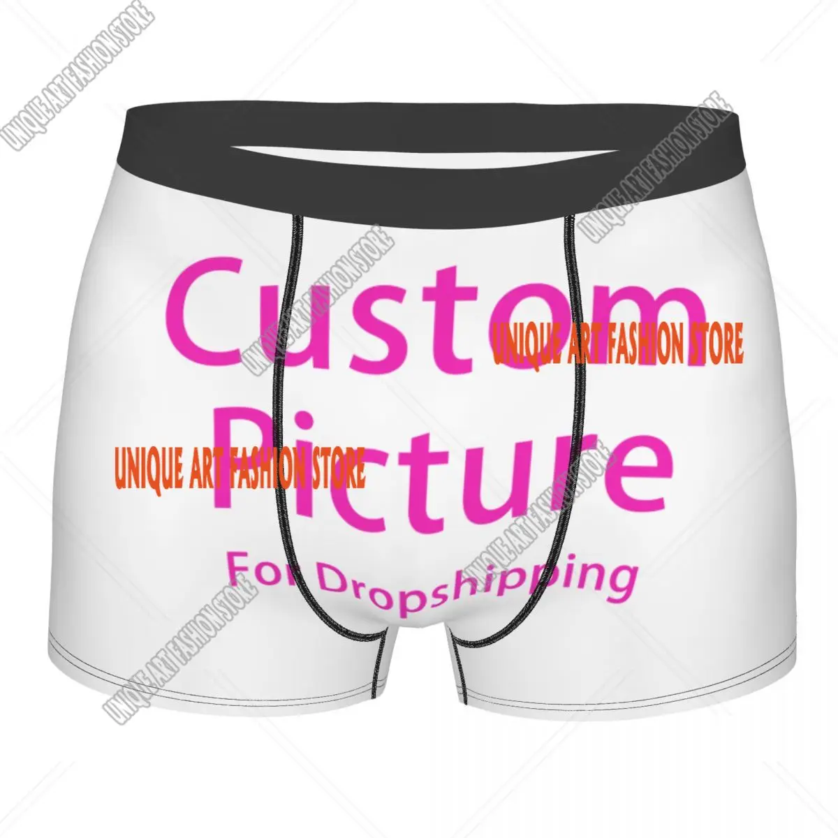 Male Fashion Personalized Custom Photo Logo Underwear Customized DIY Print Boxer Briefs Soft Shorts Panties Underpants