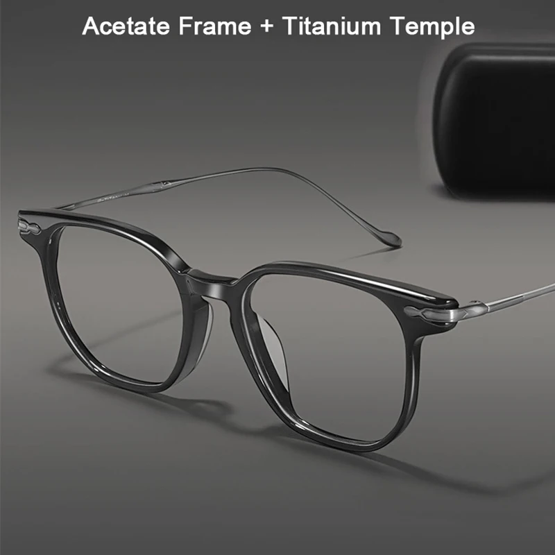 

Brand Reproduction Japanese Style Wide Brim Large Framework Glasses Acetate+Titanium Frame Male Female Luxury Eyeglasses 146mm