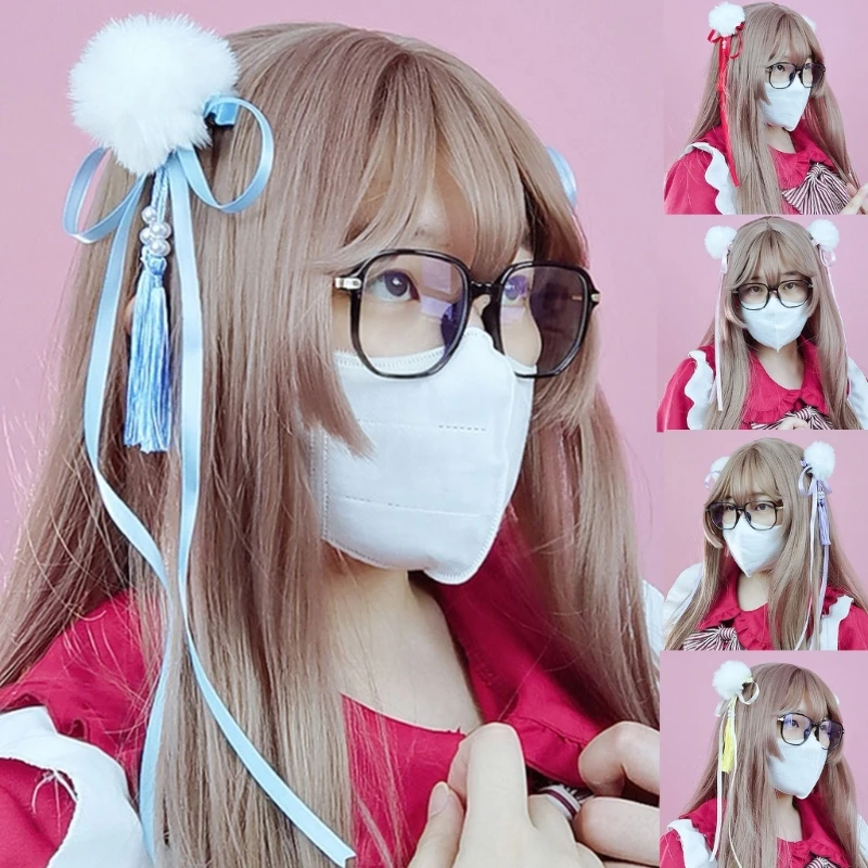 Jepit Rambut Rumbai Tiongkok Jepit Rambut Pita Jepit Jepit Rambut Bola Mewah