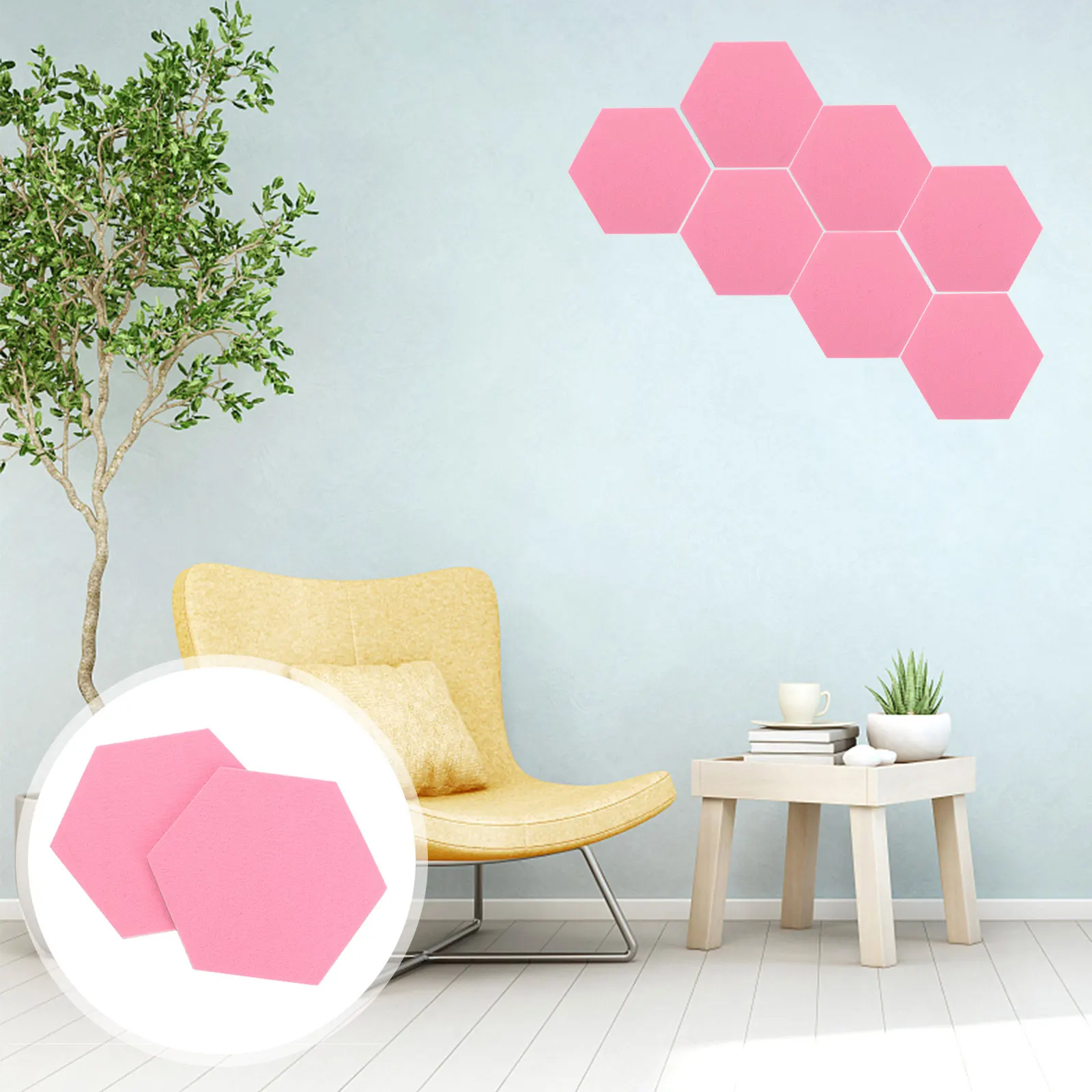 

12 pcs Felt Hexagon Soundproof Art White Color for Wall Bulletin Board Felt Hexagon Wall Board Home Office Bedroom