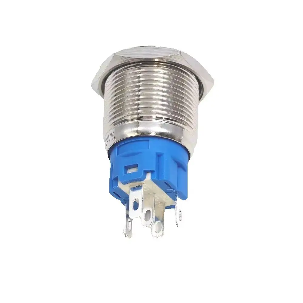 Rugged 19mm Metal Push Button Switch Momentary Latching Waterproof Flat Head LED Light On/Off 3-6V 12-24V 110-220V