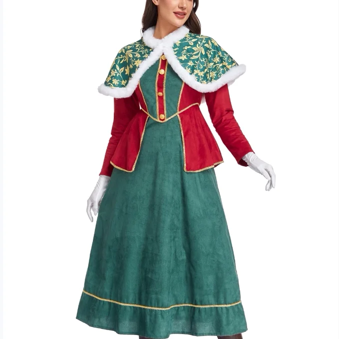 2025 Christmas Queen Costume Court Dress Santa Claus Shoulder Shawl Christmas Tree Outfit Traditional Chinese Ethnic Stage Co... view 5