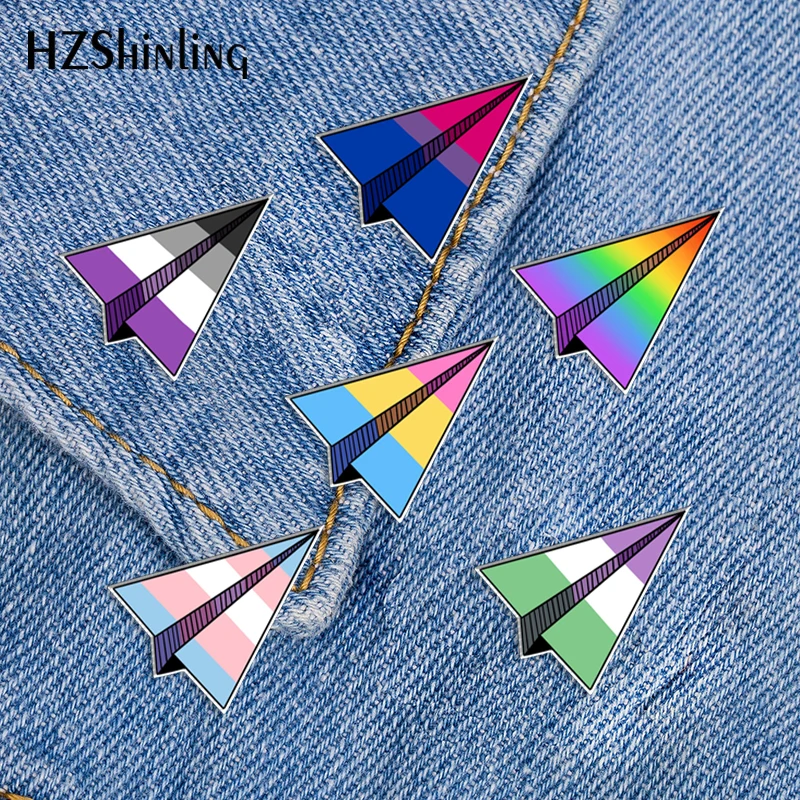 2023 New Bisexual Paper Plane Acrylic Lapel Pin Funny Epoxy Butterfly Clasp Pin Handmade Butterfly Brooch