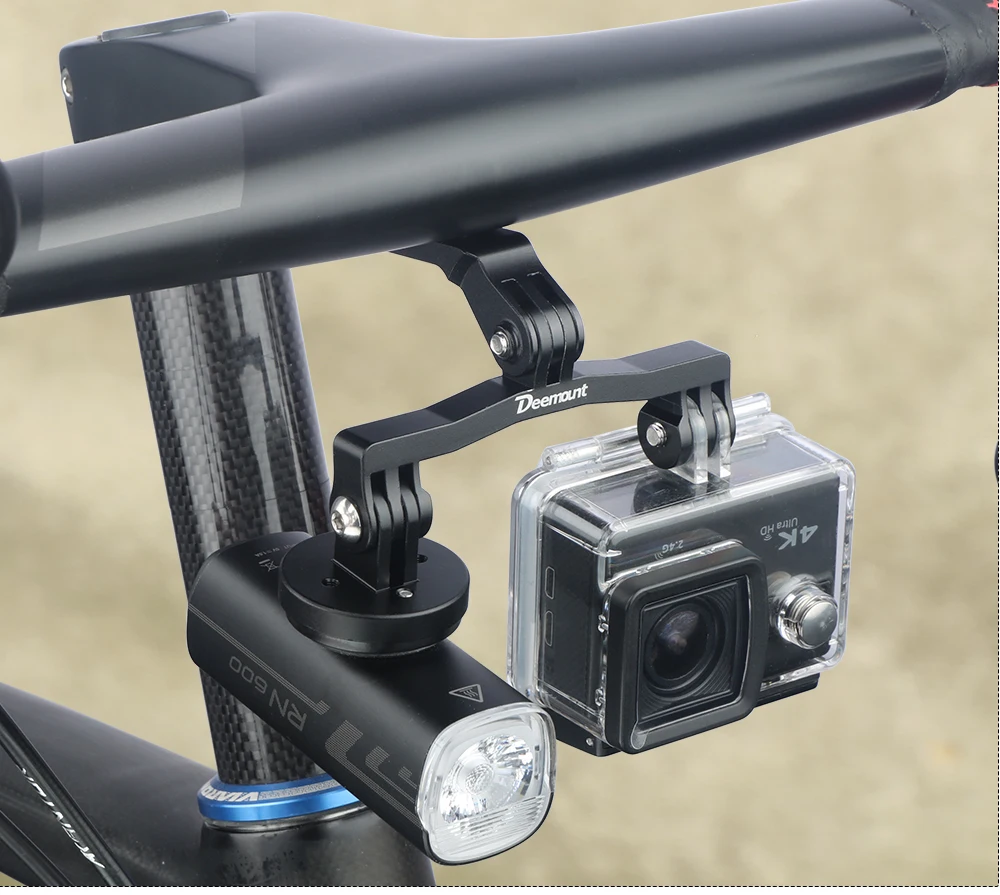 Deemount Fahrrad-Scheinwerferhalterung mit integriertem Lenker, passend für Gopro-Sportkamera, Verlängerungsständer aus Aluminiumlegierung für Computer – Detail 16