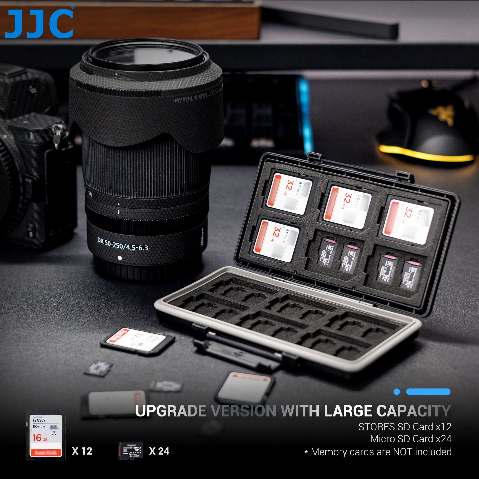 JJC 36 Slots Speicherkarte SD-Kartenetui Brieftaschenhalter für 24 TF Micro SD MSD TF + 12 SD SDXC SDHC Karten-Organizer Aufbewahrungsbox Keeper