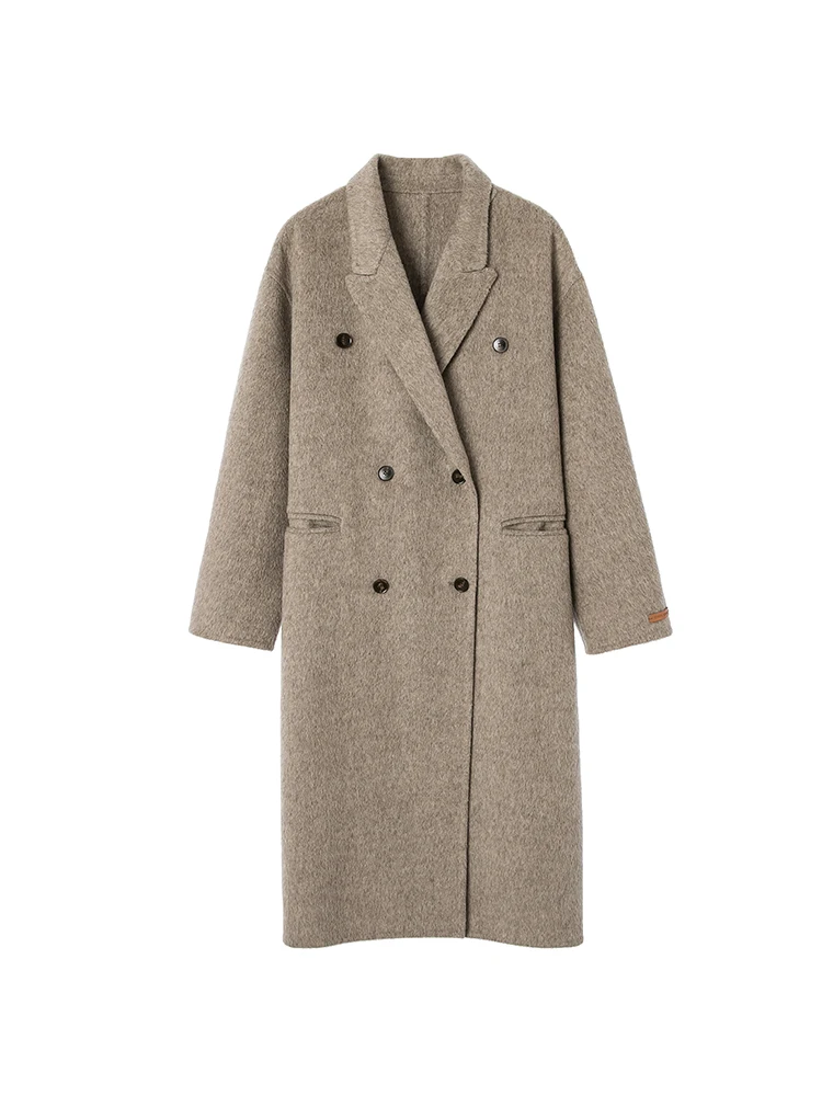 

100% шерсть! Двустороннее шерстяное пальто, толстое шерстяное пальто средней длины на осень и зиму, новый стиль для женщин 2025г.