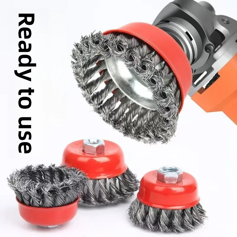 8pcs Twisted Steel Wire Wheel Brush for Angle Grinder - Paint Removal Deburring Strong Rotary Twist Knot - Cleaning Accessory