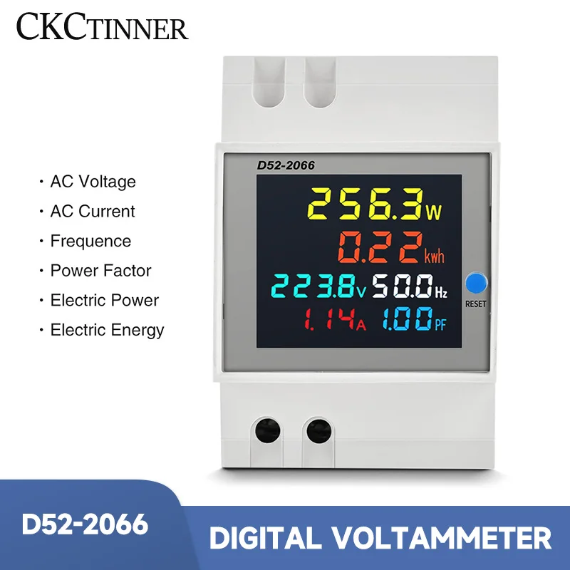 DINレール電流計,電気エネルギー周波数計,ボルトおよび110v,220v,100a,6in 1