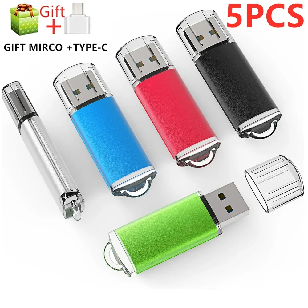 

5PCS Metal USB Flash Drive Super Tiny Pen Drive 4GB 8GB 16GB 32GB 64GB 128M 512M 256G 1TB 2TB Pendrive 1GB 2GB USB Memory Stick