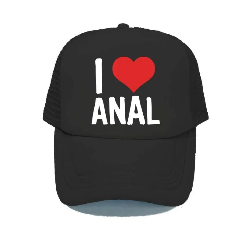 I Love ANAL Letters Printed Baseball Cap Gay Pride Prank Joke Penis Butt Sex Mesh Hip Hop Hat Heart Love Visor Trucker Hat YY370