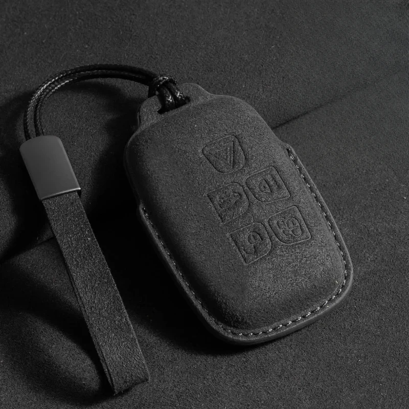 Suede Leather Car Remote Key Case Cover For Land Rover Range Rover Sport Evoque Freelander Velar Discovery 4 Holder Keychain