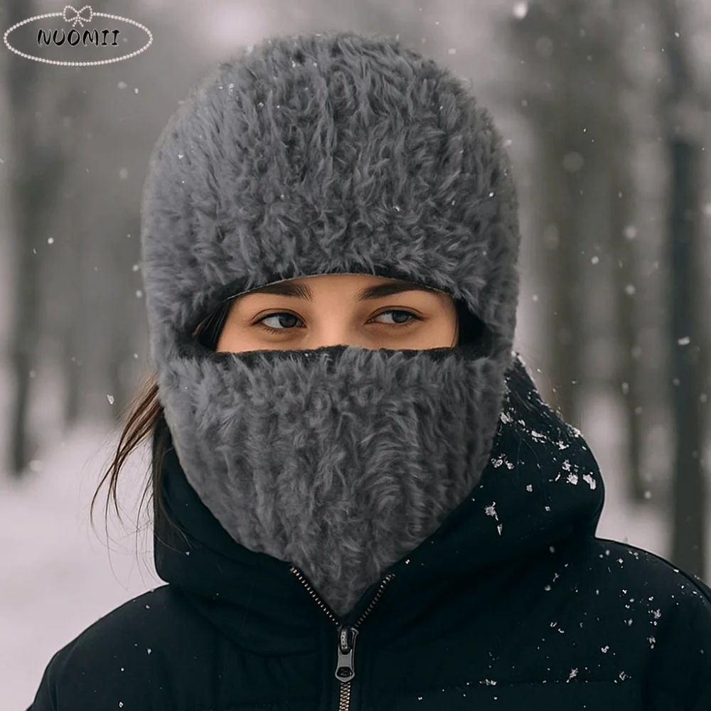 

Casual Thickened Winter Balaclavas Cap Neck Warmer Earflap Full Face Pullover Cap Soft Windproof Ski Knitted Mask Outdoor