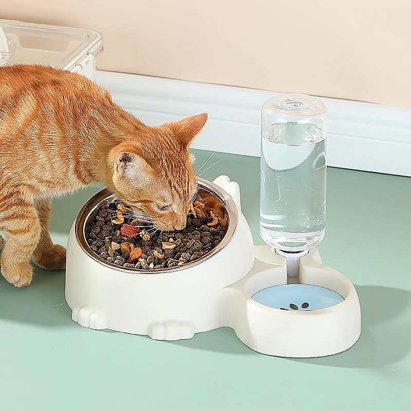 

Миска для кошек из нержавеющей стали, миска для собак 2-в-1 для воды, товары для животных, универсальная миска для корма и воды для кошек.