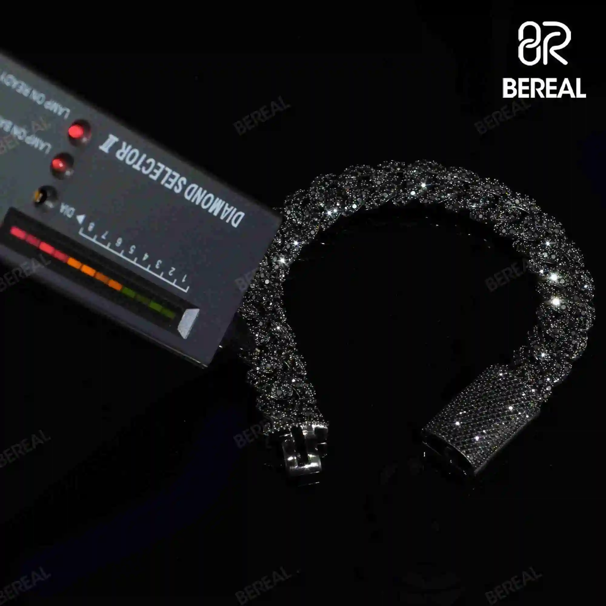 14mm New Design Black Moissanite Cuban Chain Necklace High Quality Round Brilliant Cut Diamond 925 Silver Link Bracelet.