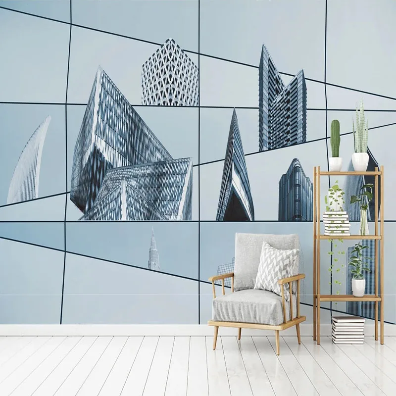Custom Any Size 3D Minimalist Geometric Landmark Building Background Wall Painting Mural Wallpaper papel pintado de pared Tapety