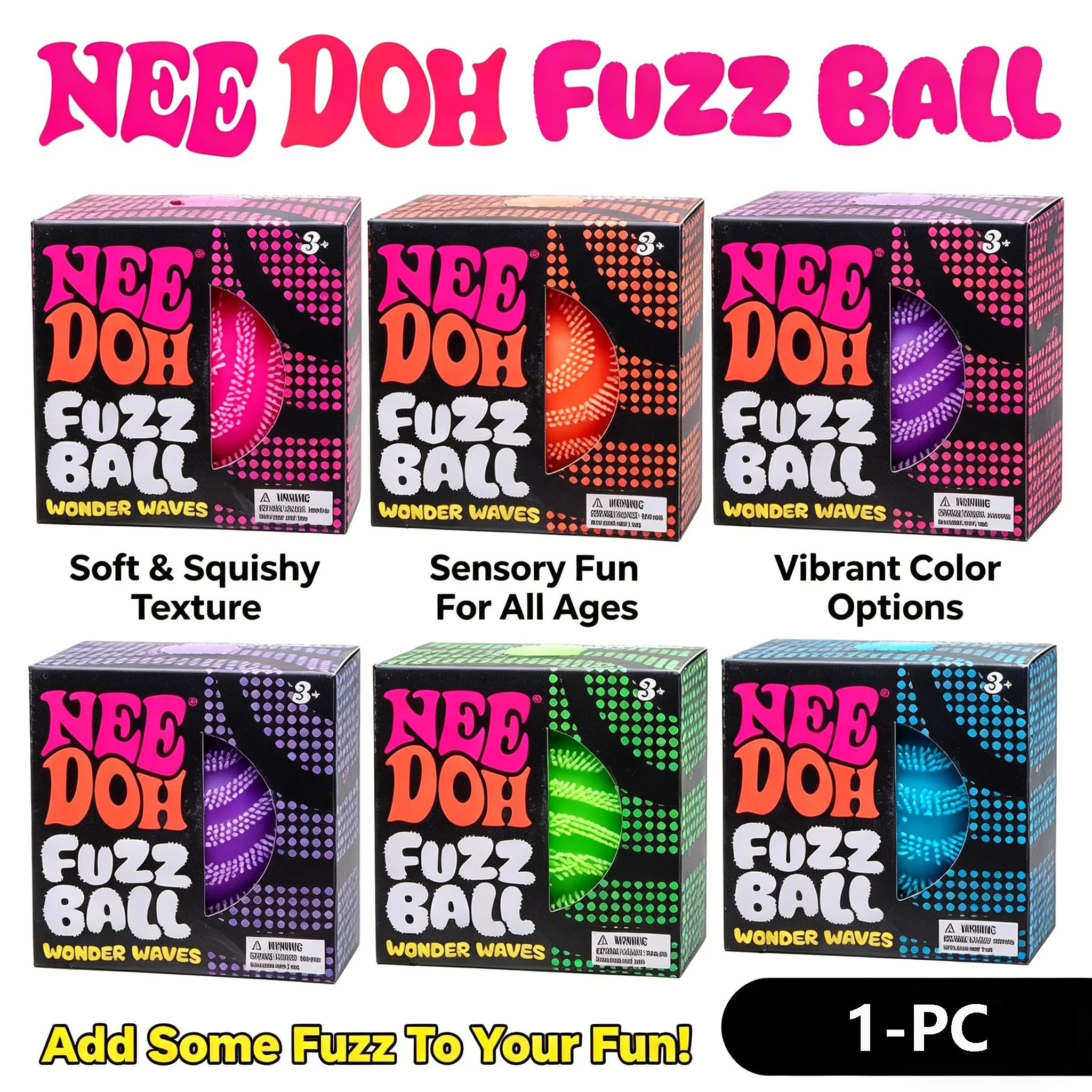 Nee Doh Fuzz Ball Blind Box Series: Brinquedo Antiestresse de Mesa para Alívio do Estresse, Ideal para Pessoas Sob Pressão, Bola Macia Divertida para Aliviar o Estresse