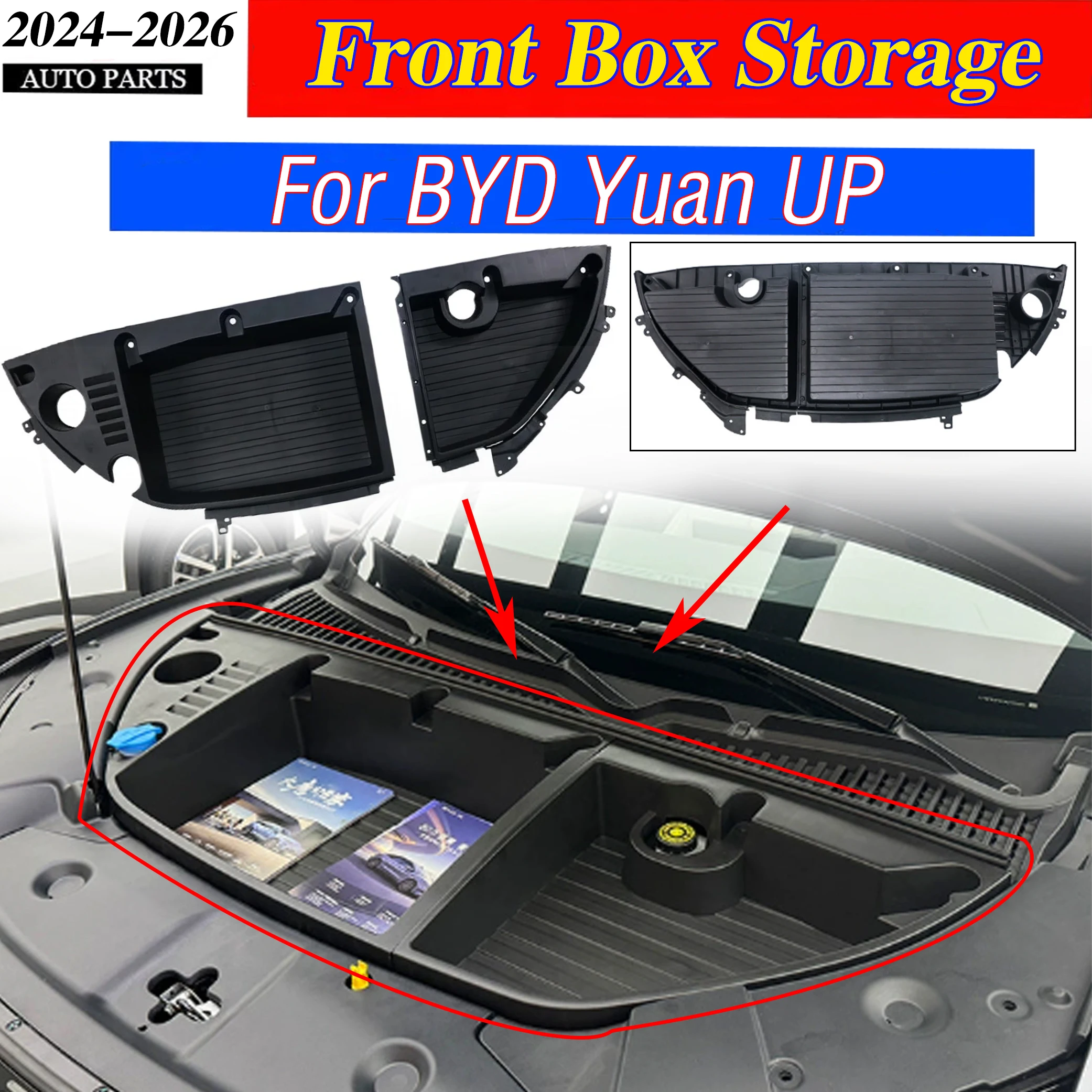 Front Box Storage For BYD Yuan UP 2024 2025 2026 Car Special Spare Cabin Toolbox Kit Large Capacity Modification kit Accessories