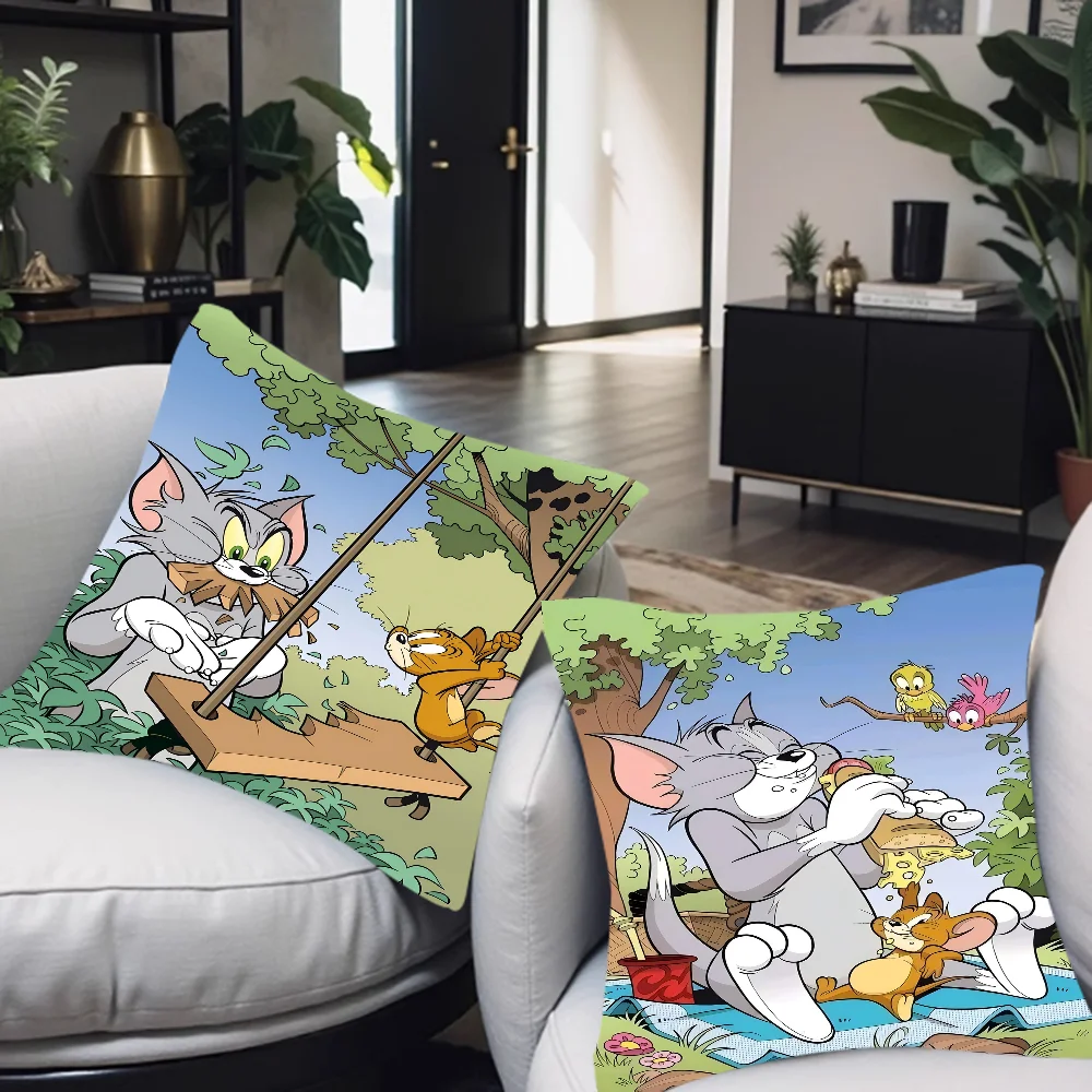 

Cartoon Cute T-Tom And J-Jerry Personalized Picture Text Home Decorative Pillows Household Gifts 45x45cm