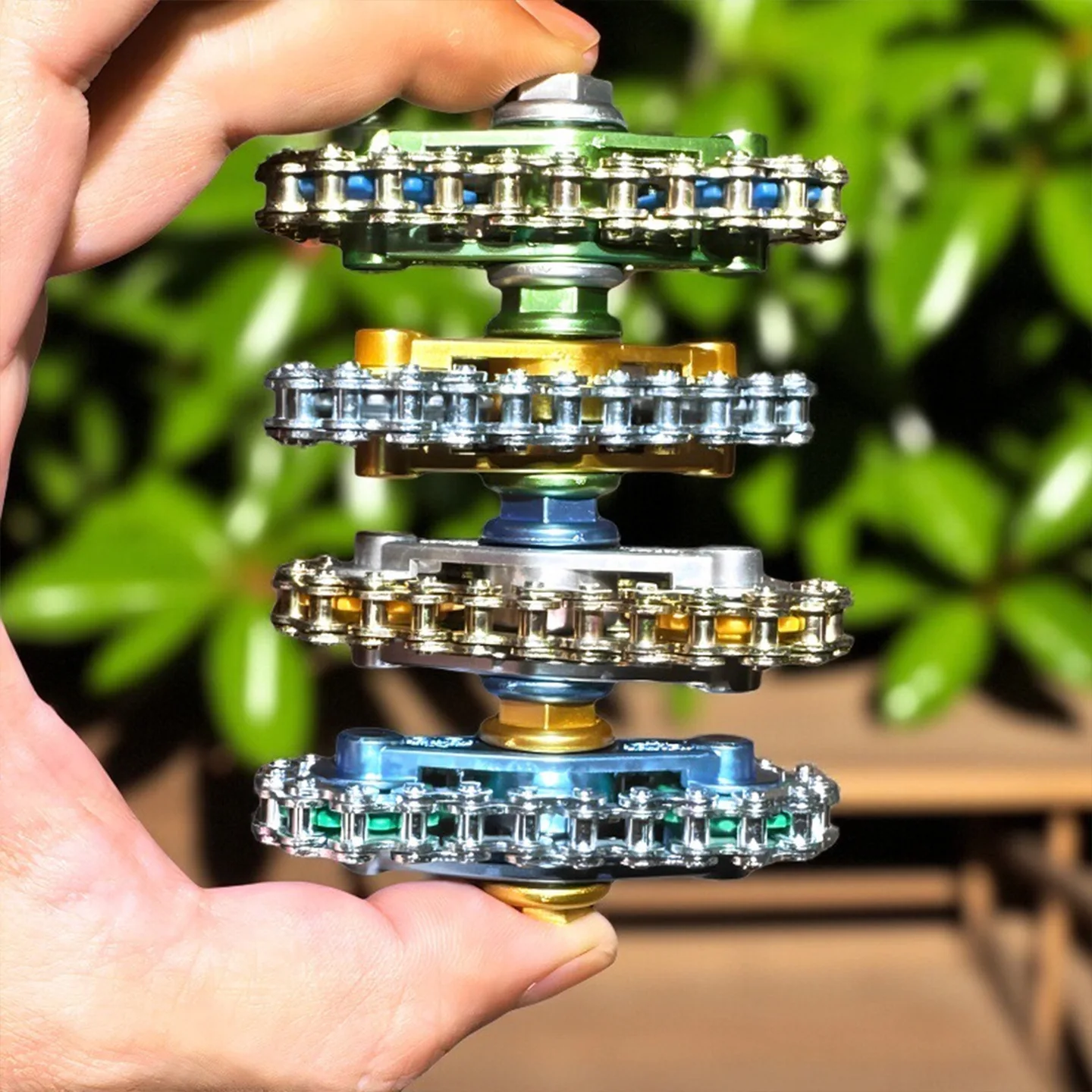 EDC Metal Gear Chain Fidget Spinner Stapelbare Legering Vingertop Gyro Stress Spinners Speelgoed Roterende Antistress Fidgeting Speelgoed