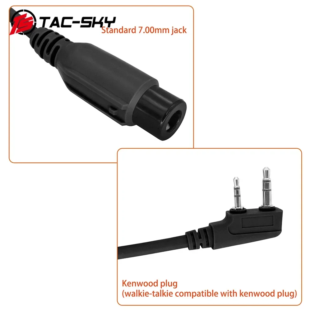 TS TAC-SKY Tactische RAC Ptt Kenwood-stekkeradapter PTT, compatibele Baofeng UV5R UV82 Walkie Talkie.