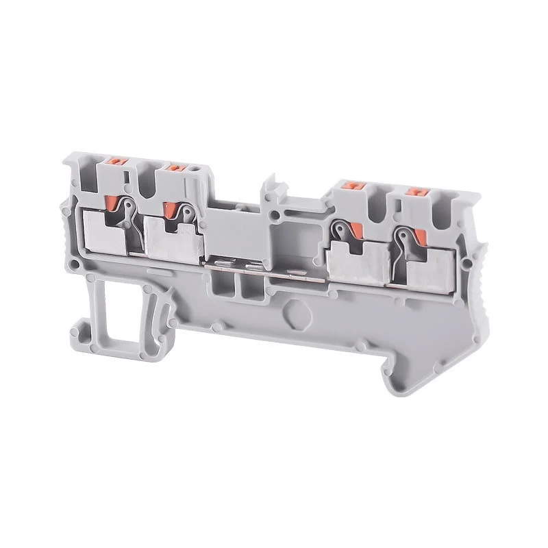 10Pcs PT1.5-QUATTRO DIN Rail Terminal Block, 4-Wire 2 In 2 Out Tool-Free Push-In For Compact Wiring