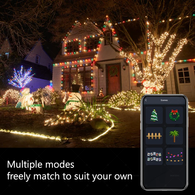 10M IP65 Cold-resistant Leather LED Light String Indoor Outdoor DIY Festival Party Garland Decor Ideal APP Smart Control