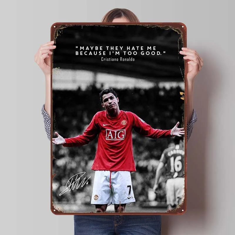 Cristiano Ronaldo Tinplate Sign Sports Poster Gamer Room Decoration Home Custom Metal Signs for Wall Art Decoration Retro Decor