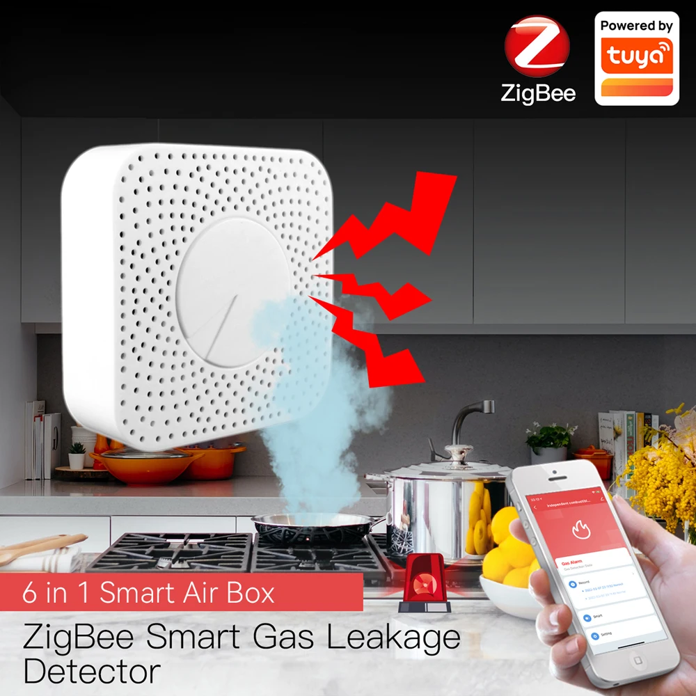 Tuya Zigbee – boîte à Air intelligente, moniteur de qualité de l'air, détecteur de CO2, de gaz, capteur d'automatisation, alarme, capteur de température et d'humidité pour la maison