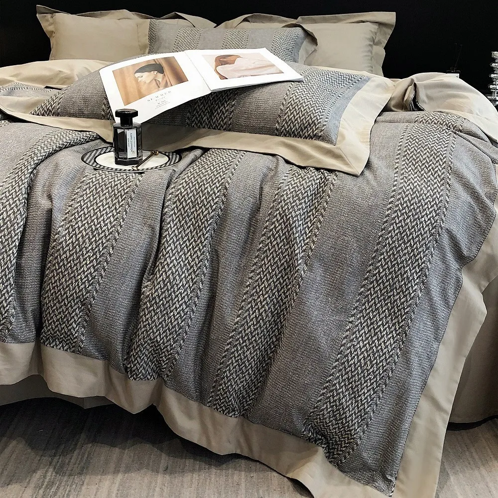 High-end Egyptian Cotton American Style Fashion Luxury Bedding Set Queen King Size Duvet Cover Flat/Fitted Bed Sheet Pillowcases